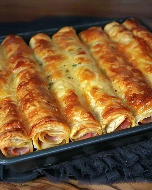 Die sind bei mir ein Muss, Blätterteig Stangen mit Schinken & Käse