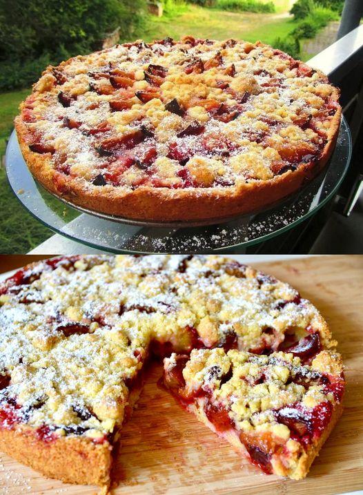 Zwetschgenkuchen mit Sahne in 3 Minuten zubereitet